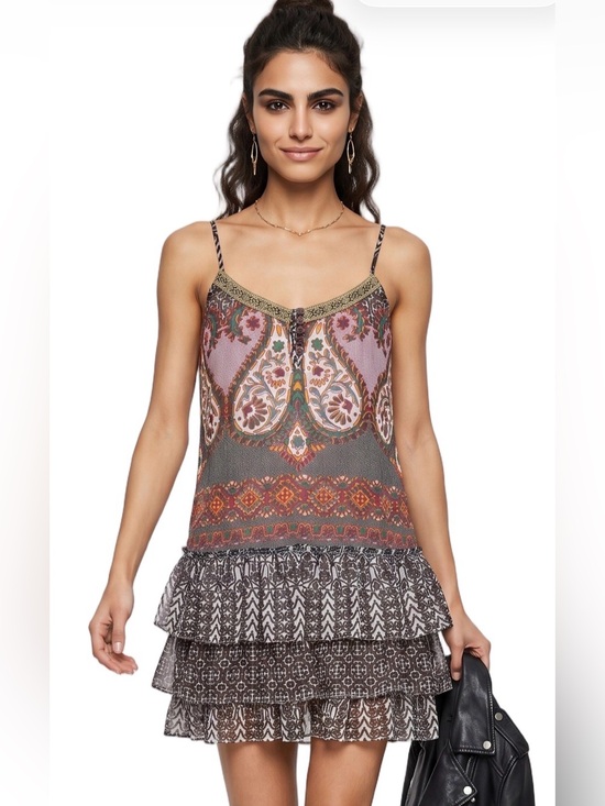 Band of Gypsies Dresses & Skirts - BAND OF GYPSIES Multicolor bohemian sundress Ruffles HiLow hem spaghetti straps
